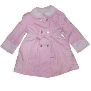Vintage Pink Lace-Trimmed Kids Coat